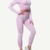 Cutie Zipper Patchwork 2 pcs Yoga Suit Thumbhole Elastic