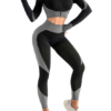 Cutie Zipper Patchwork 2 pcs Yoga Suit Thumbhole Elastic - Image 24