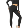 Cutie Zipper Patchwork 2 pcs Yoga Suit Thumbhole Elastic - Image 25