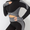 Cutie Zipper Patchwork 2 pcs Yoga Suit Thumbhole Elastic - Image 19