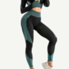 Cutie Zipper Patchwork 2 pcs Yoga Suit Thumbhole Elastic - Image 36