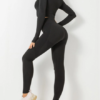 Cutie Zipper Patchwork 2 pcs Yoga Suit Thumbhole Elastic - Image 17