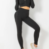 Cutie Zipper Patchwork 2 pcs Yoga Suit Thumbhole Elastic - Image 9