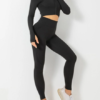 Cutie Zipper Patchwork 2 pcs Yoga Suit Thumbhole Elastic - Image 10