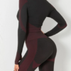 Cutie Zipper Patchwork 2 pcs Yoga Suit Thumbhole Elastic - Image 13