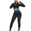 Cutie Zipper Patchwork 2 pcs Yoga Suit Thumbhole Elastic - Image 35