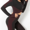 Cutie Zipper Patchwork 2 pcs Yoga Suit Thumbhole Elastic - Image 15