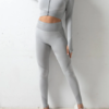 Cutie Zipper Patchwork 2 pcs Yoga Suit Thumbhole Elastic - Image 7