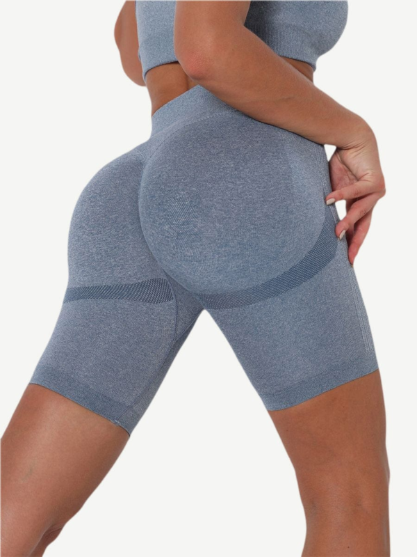 High Waist Solid Color Yoga Shorts Contouring Sensation - Image 16