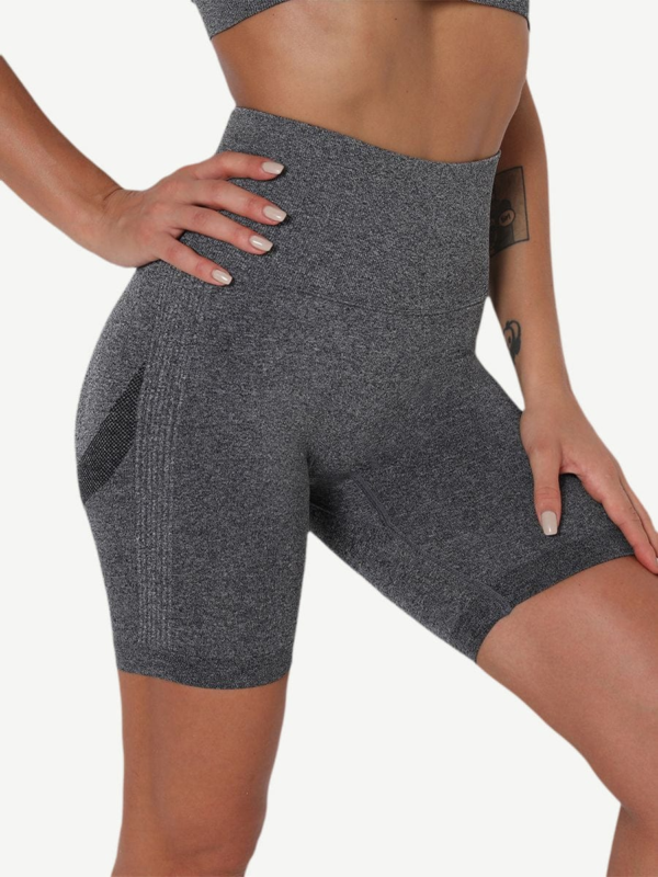 High Waist Solid Color Yoga Shorts Contouring Sensation - Image 15