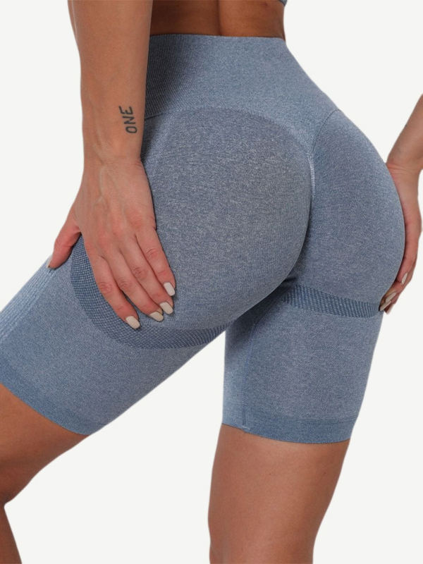 High Waist Solid Color Yoga Shorts Contouring Sensation - Image 14