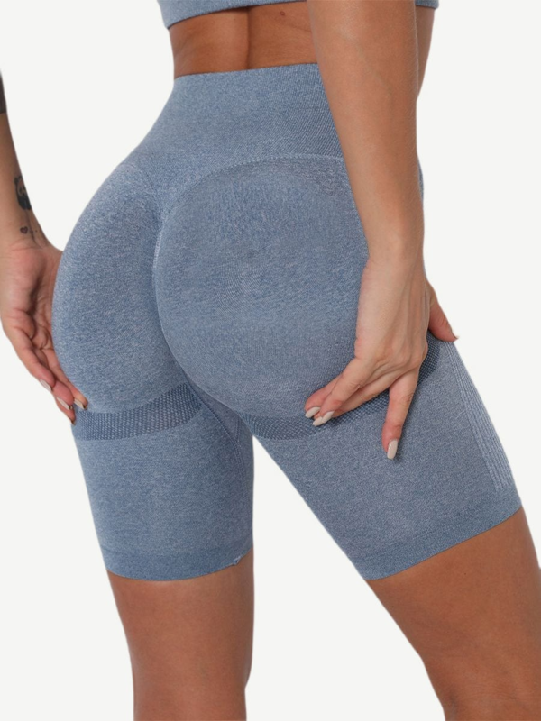 High Waist Solid Color Yoga Shorts Contouring Sensation - Image 12