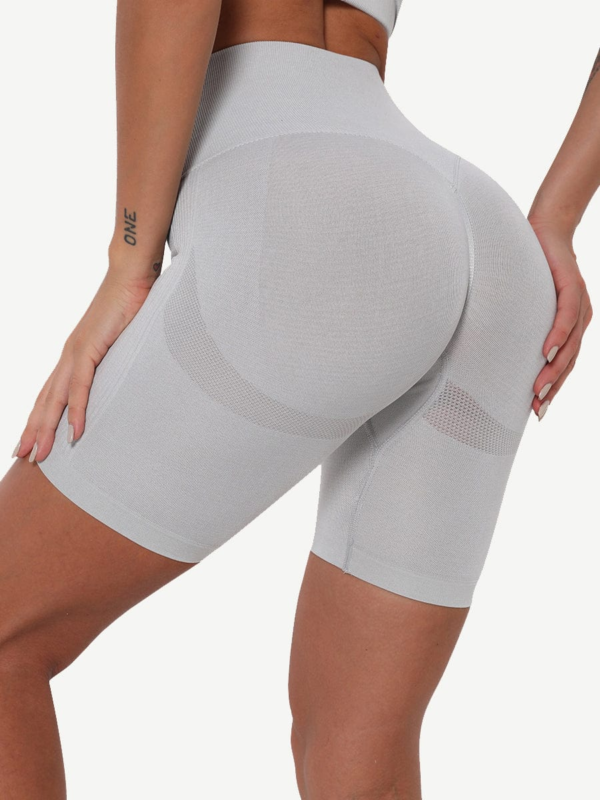 High Waist Solid Color Yoga Shorts Contouring Sensation - Image 11