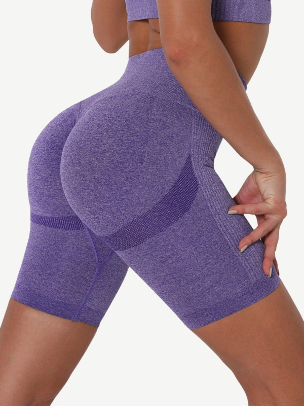 High Waist Solid Color Yoga Shorts Contouring Sensation - Image 10