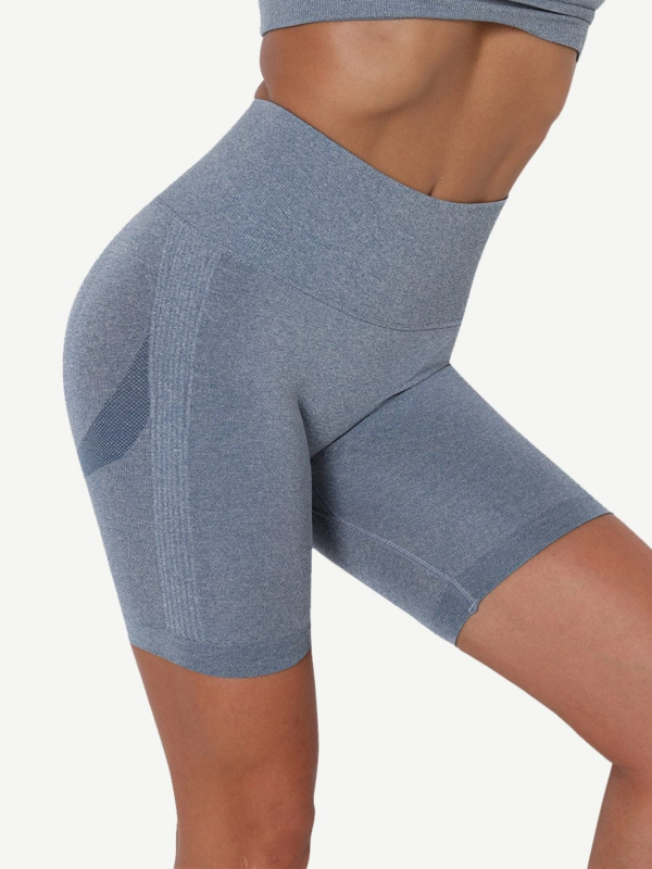 High Waist Solid Color Yoga Shorts Contouring Sensation - Image 8