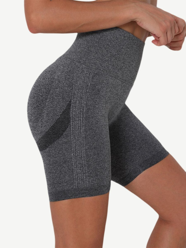 High Waist Solid Color Yoga Shorts Contouring Sensation - Image 9