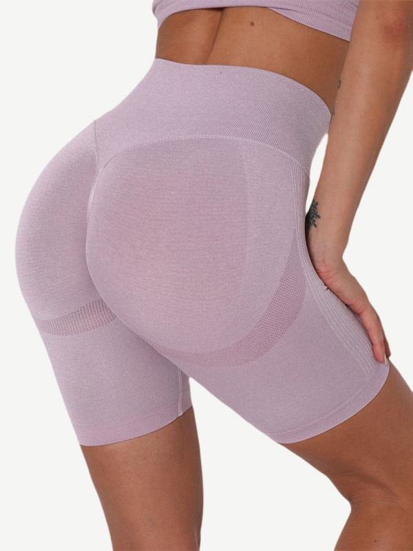 High Waist Solid Color Yoga Shorts Contouring Sensation - Image 6