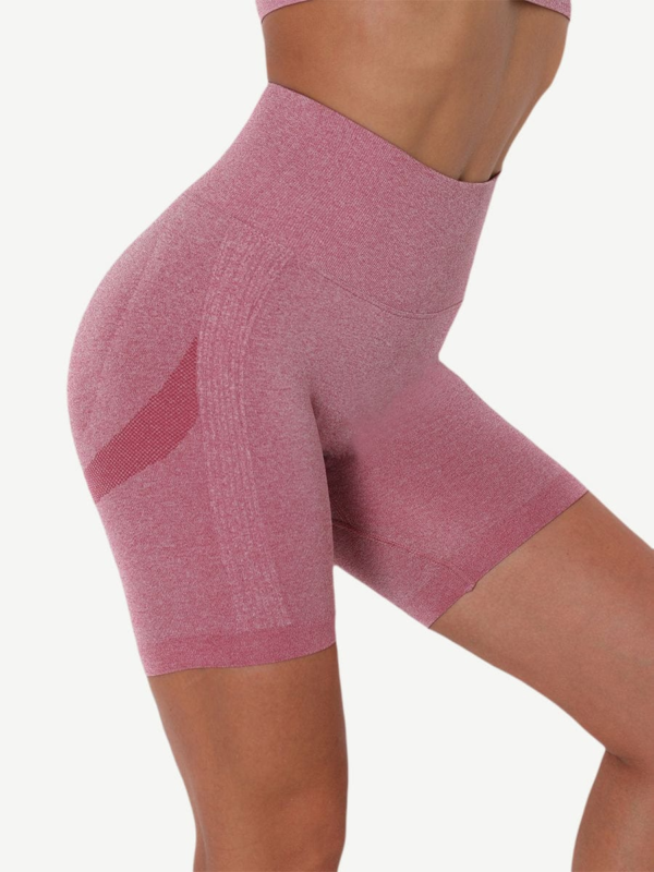 High Waist Solid Color Yoga Shorts Contouring Sensation - Image 7