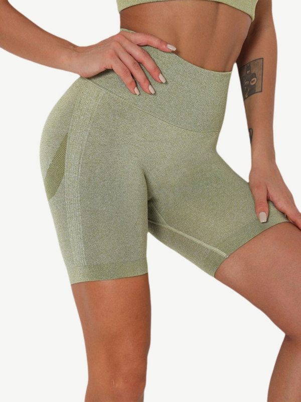 High Waist Solid Color Yoga Shorts Contouring Sensation - Image 5