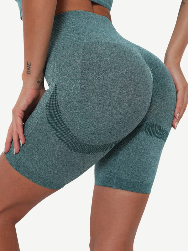 High Waist Solid Color Yoga Shorts Contouring Sensation - Image 4