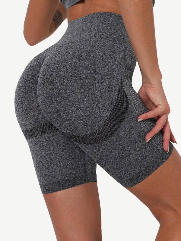 High Waist Solid Color Yoga Shorts Contouring Sensation - Image 3