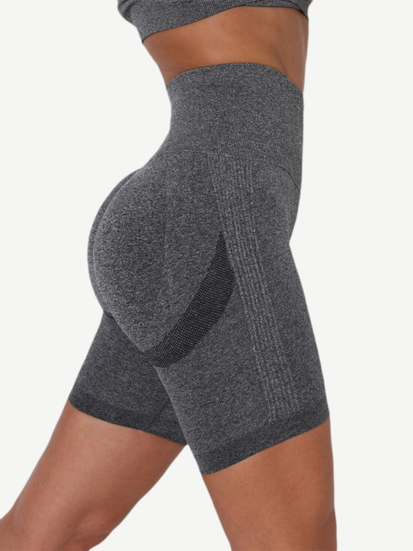 High Waist Solid Color Yoga Shorts Contouring Sensation - Image 2