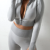 Cutie Zipper Patchwork 2 pcs Yoga Suit Thumbhole Elastic - Image 6