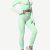 Cutie Zipper Patchwork 2 pcs Yoga Suit Thumbhole Elastic - Image 4
