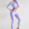 Cutie Zipper Patchwork 2 pcs Yoga Suit Thumbhole Elastic - Image 3
