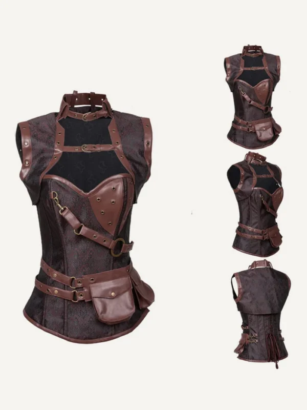 Ladies Corset with Steel Sticks - Brocade Pattern