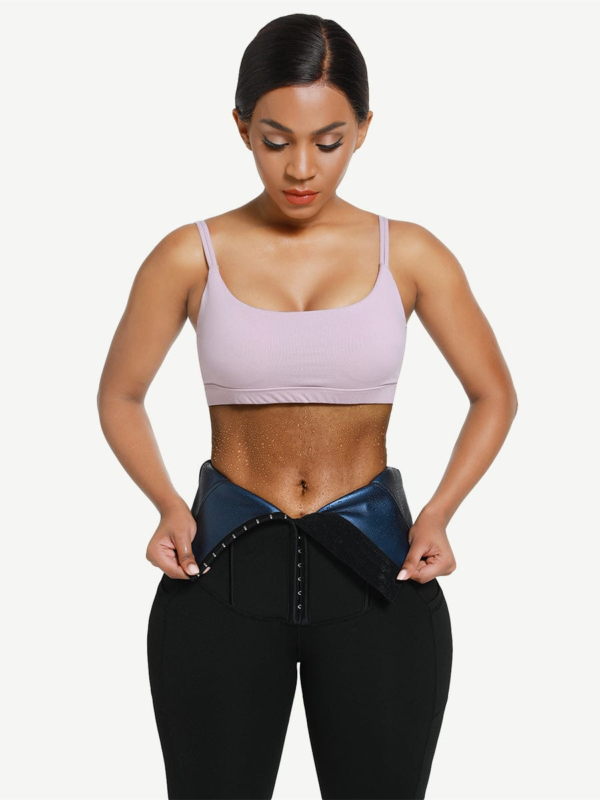 Cropped Pants with Blue PU Coated Lining and Single Waistband - Image 4