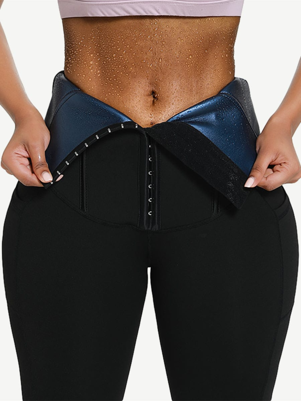 Cropped Pants with Blue PU Coated Lining and Single Waistband - Image 2