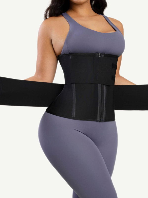 Steel Boned Tummy Control Waist Trainer with Double Belts - Image 2