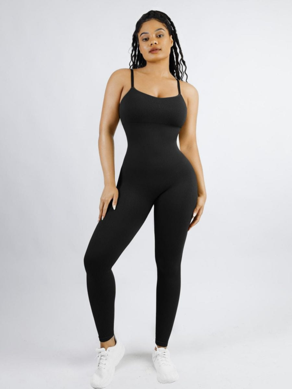 High Stretchy Seamless Sling Tummy Control Jumpsuit Removable cup pads - Image 7