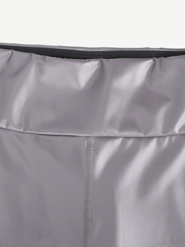 Mid-Waist Silver Film Sauna Yoga Sports Pants - Image 7