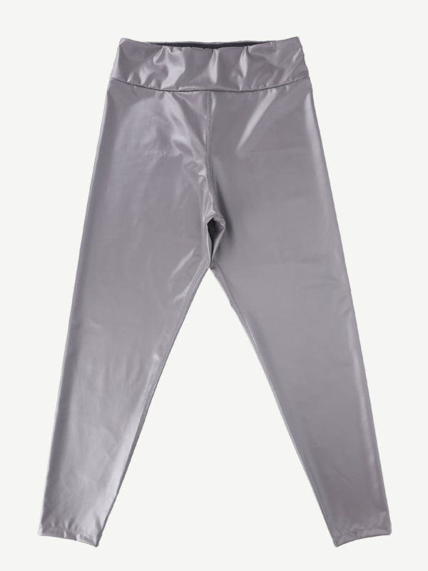 Mid-Waist Silver Film Sauna Yoga Sports Pants - Image 6