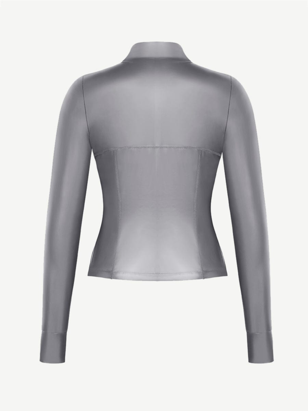 Silver Film Sauna Long Sleeve Thumb Hole Sports Top - Image 3