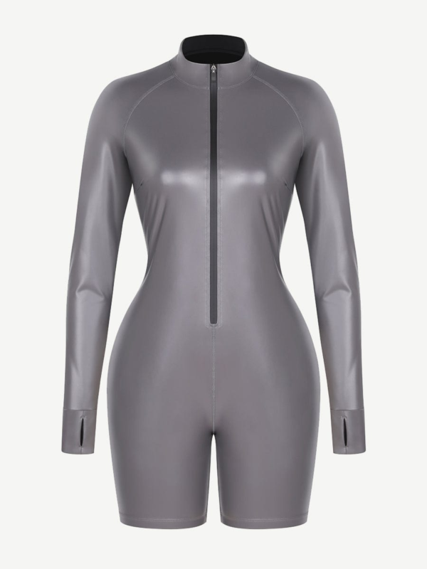 One-Piece Long-Sleeved Sports Silver Film Sauna Suit - Image 7