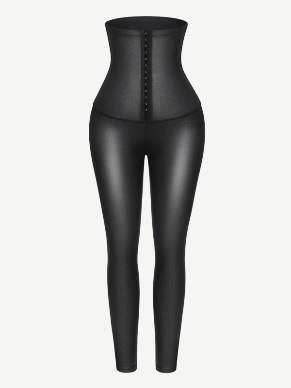 High Waist Active Stretch Pants Faux Leather Leggings - Image 4