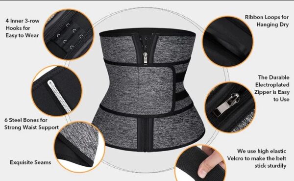 6 Steel Bones Waist Trainer With Belt Slimming Belly - Image 6