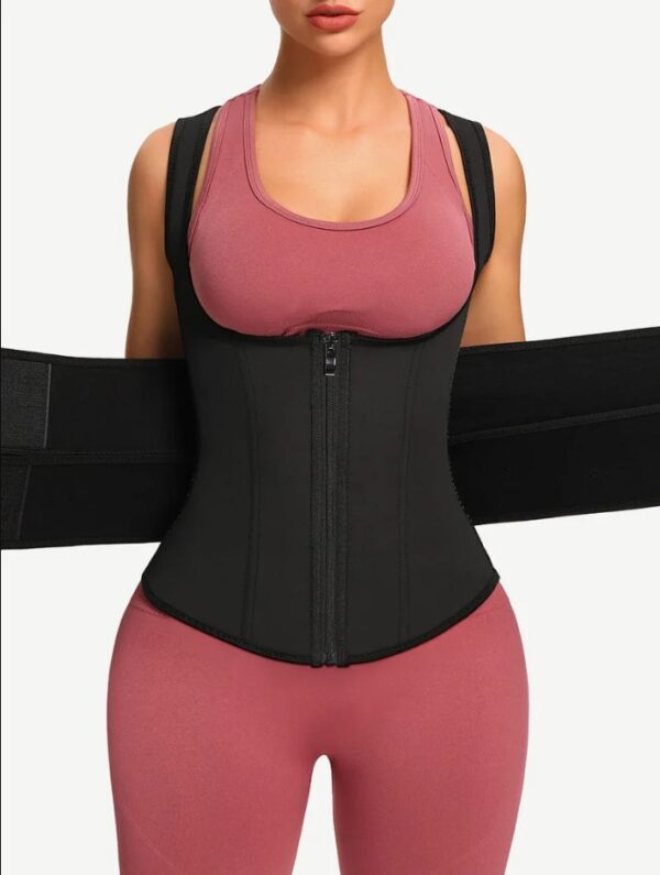 Latex Double Belts Waist Trainer Vest - Image 2