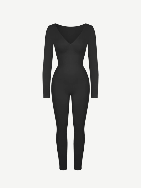 Seamless Deep V Tummy Control Waist Cinching Catsuit - Image 14