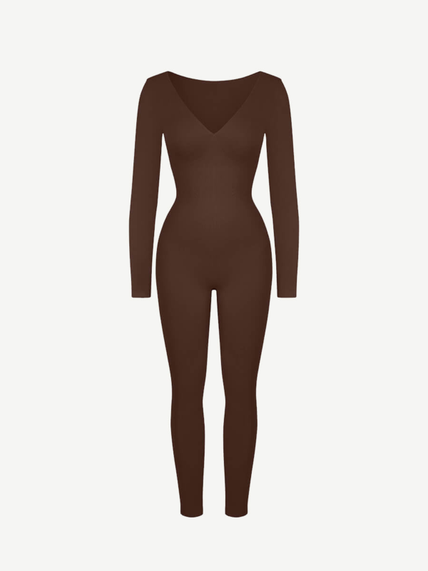 Seamless Deep V Tummy Control Waist Cinching Catsuit - Image 6