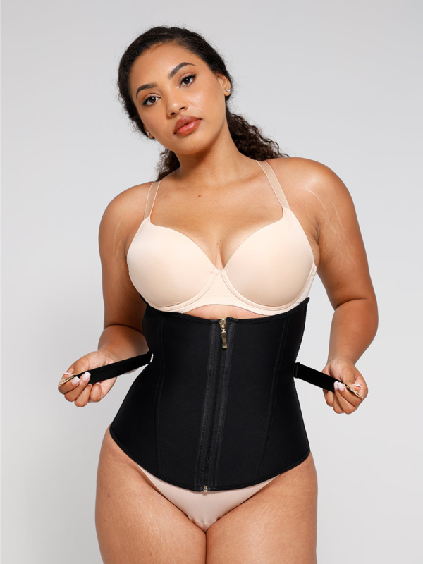 U-Shaped 10 Steel Bones Latex Waist Trainer with Fan Lacing and Front Buckle Adjustment - Image 6