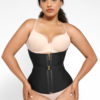 U-Shaped 10 Steel Bones Latex Waist Trainer with Fan Lacing and Front Buckle Adjustment