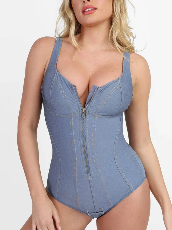 Tummy Control Denim Postpartum Recovery Shapewear Bodysuit - Image 6