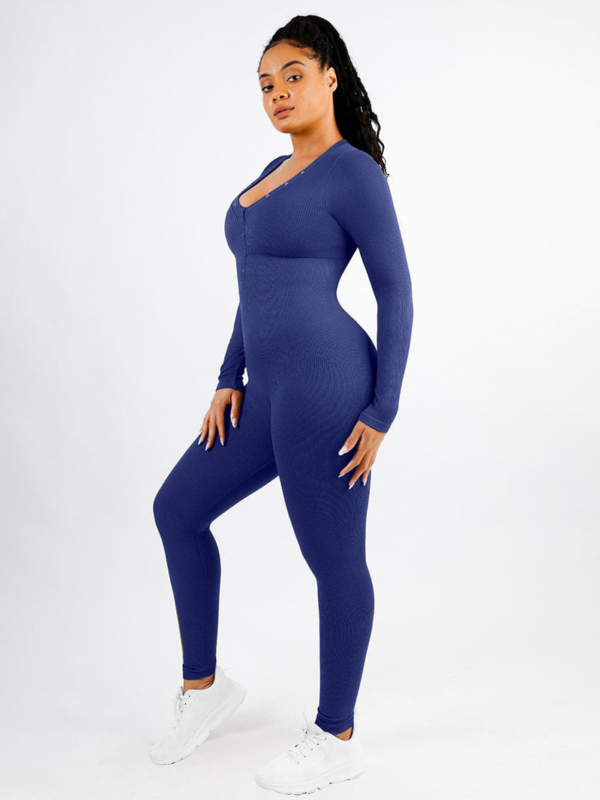 Deep V-neck High Stretchy Seamless Tummy Control Jumpsuit - Image 5