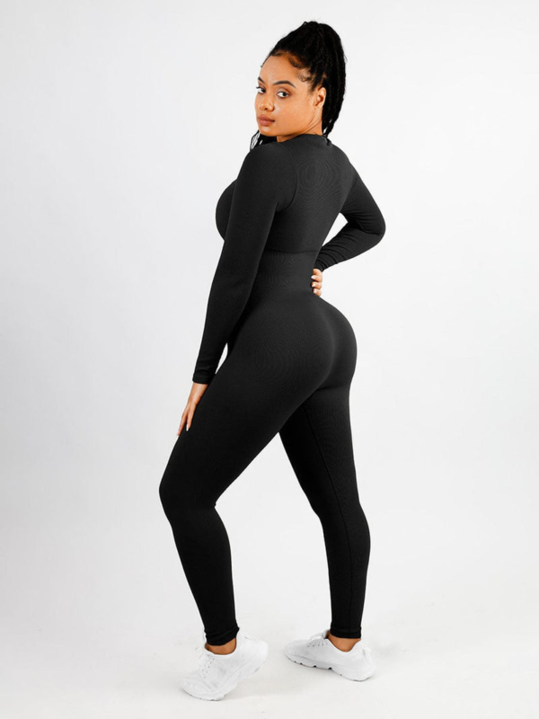 Deep V-neck High Stretchy Seamless Tummy Control Jumpsuit - Image 11