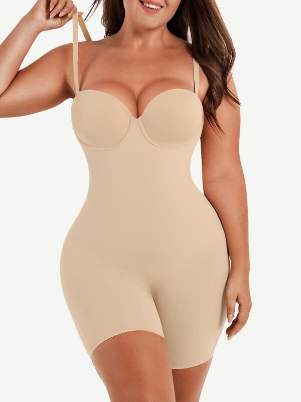 Back Smoothing Underwire Cup Push Up Bra Strapless Shortie Bodysuit