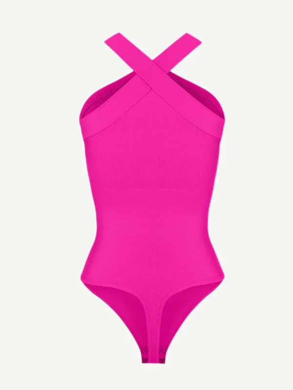 Seamless Crossover Halter Thong Bodysuit - Image 13